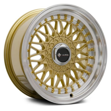 VR3 16x8 5x100 +20 Gold Machine Lip Gold Rivet