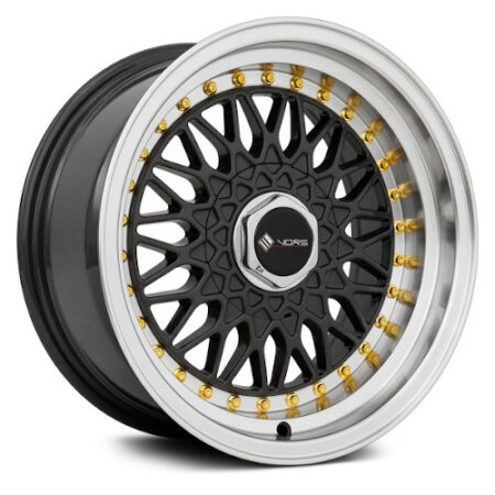VR3 15x8 4x100/4x114.3 +20 Gun Metal Machine Lip Gold Rivet