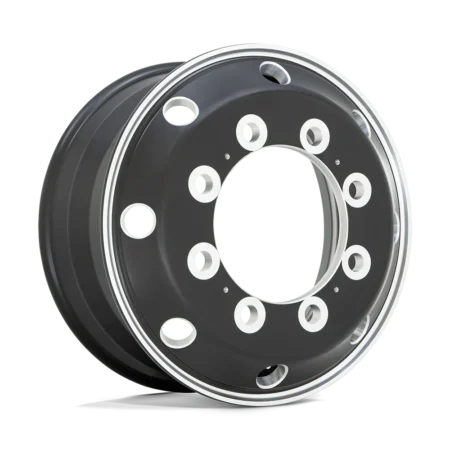 AO404 Journey 22.5x8.25 10x285.75 +144 Satin Black With Polished Lip - Front & Rear Inner