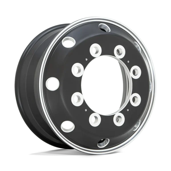 AO404 Journey 22.5x9 10x285.75 +176 Satin Black With Polished Lip - Front & Rear Inner