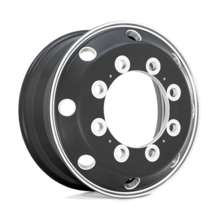 AO404 Journey 22.5x9 10x285.75 +176 Glossy Black With Polished Lip - Front And Rear Inner