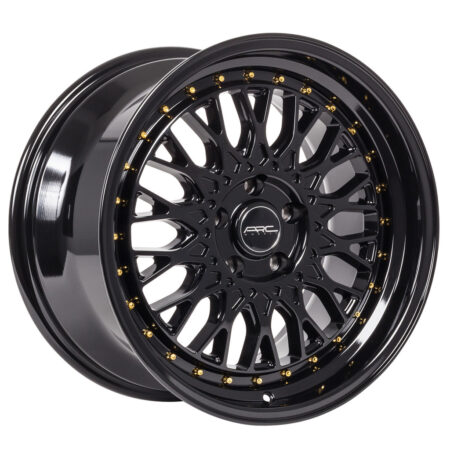 AR1 17x8.5 5x108 +35 All Black Gold Rivet