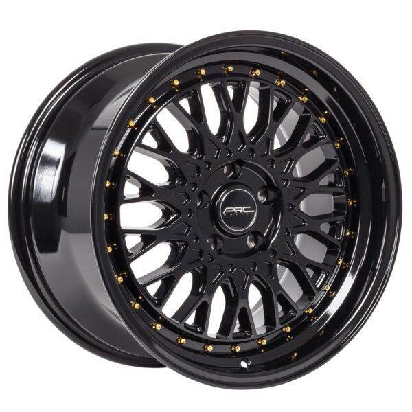 AR1 17x8.5 5x108 +35 All Black Gold Rivet