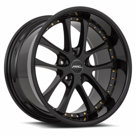 AR5 18x8.5 5x108 +35 All Black Gold Rivet