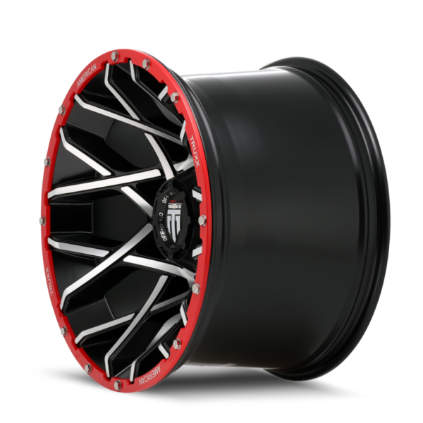 Gridlock 20x12 8x165.1 -44 Black Machined / Red Beadlock - Image 2