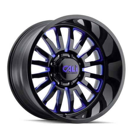 Summit 24x14 8x170 -76 Gloss Black / Blue Milled Spokes