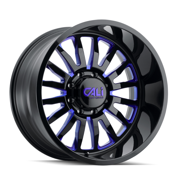 Summit 24x14 8x165.1 -76 Gloss Black / Blue Milled Spokes