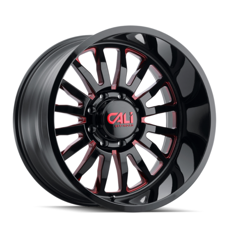 Summit 24x14 8x170 -76 Gloss Black / Red Milled Spokes