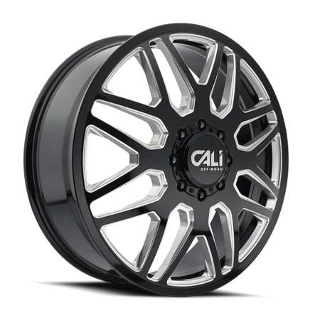 Invader Dually 22x8.25 8x165.1 +115 Gloss Black Milled Spokes