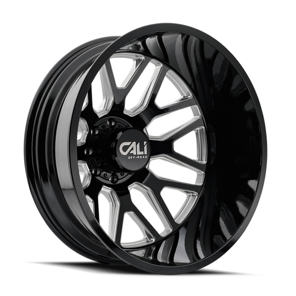 Invader Dually 22x8.25 8x200 -192 Gloss Black Milled Spokes