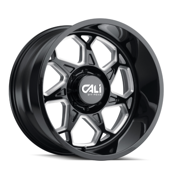 Sevenfold 22x12 8x170 -51 Gloss Black Milled Spokes