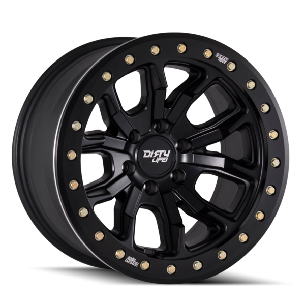 DT-1 17x9 5x114.3 -12 Matte Black W / Simulated Ring