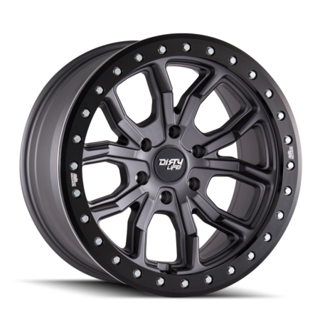 DT-1 17x9 5x114.3 -12 Matte Gunmetal W / Simulated Ring