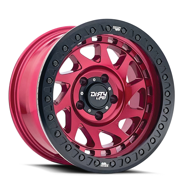 Enigma Race 17x9 8x165.1 -12 Crimson Candy Red Beadlock