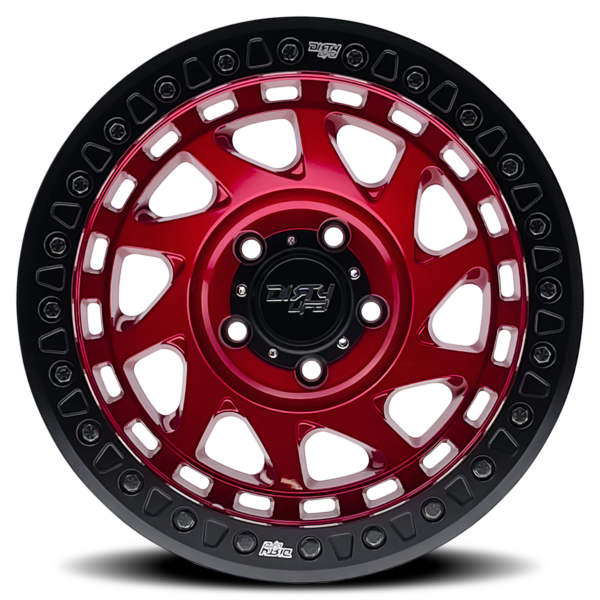 Enigma Race 17x9 8x165.1 -12 Crimson Candy Red Beadlock - Image 3