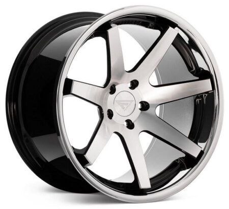 FR1 22x10.5 5x112 +28 Machine Black / Chrome Lip
