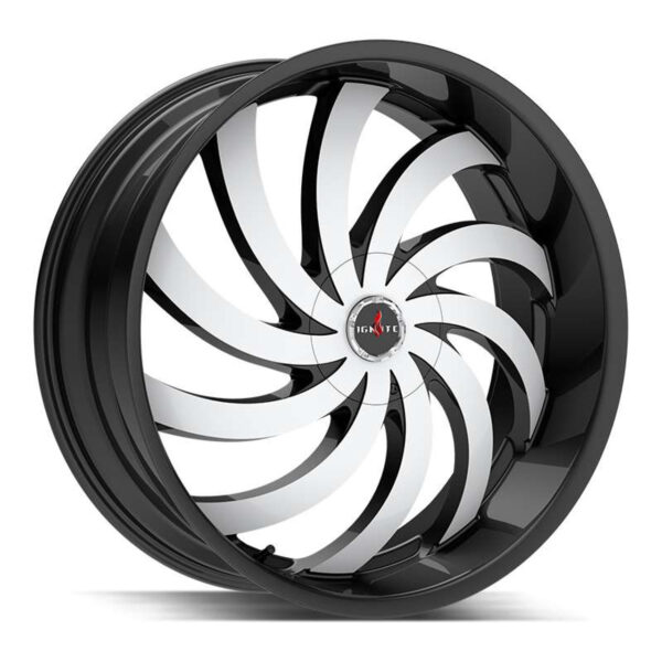 Flame 22x8.5 5x108/5x114.3 +35 Gloss Black Machined