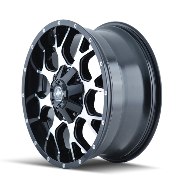 Warrior 22x12 8x165.1/8x170 -44 Black Machined Face - Image 2