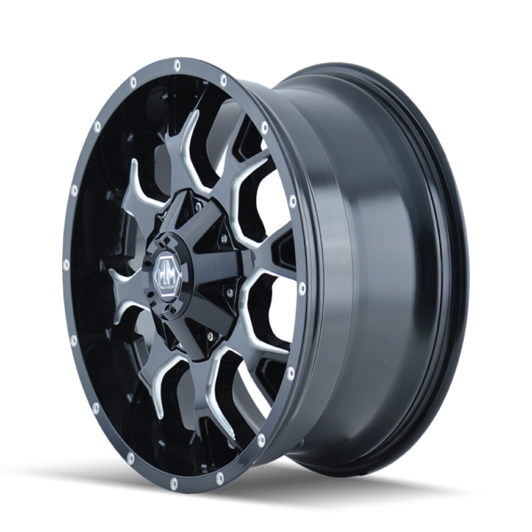 Warrior 22x12 8x165.1/8x170 -44 Black W / Milled Spokes - Image 2