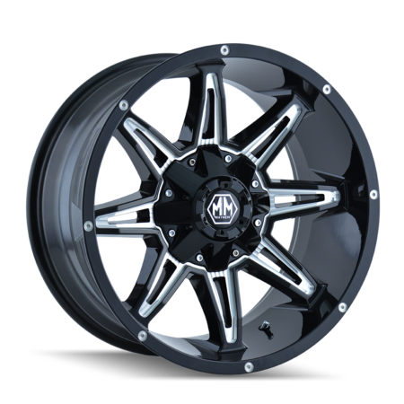 Rampage 20x9 6x135/6x139.7 +18 Black W / Milled Spokes