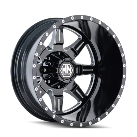 Monstir 19.5x6.75 8x165.1 -143 Rear Black Milled Spokes