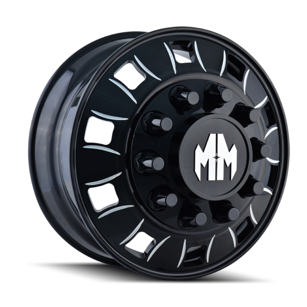 Bigrig 22x8.25 10x285.75 +169 Front Black Milled Spokes