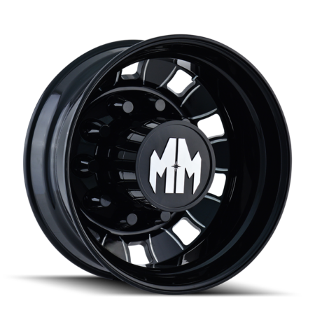 Bigrig 22.5x8.25 10x285.75 +169 Rear Black Milled Spokes