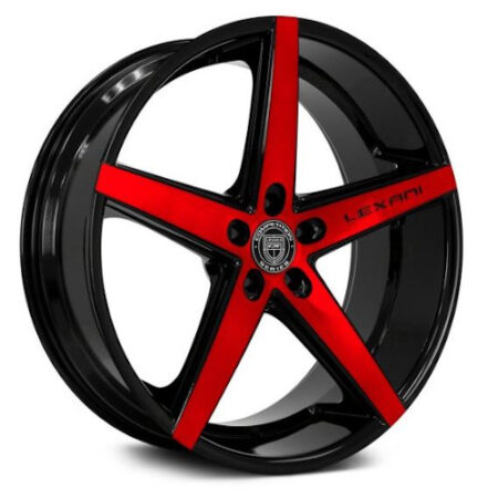 R-4 2 20x8.5 5x120.7 +35 Brushed w/Red Tint & Gloss Blk
