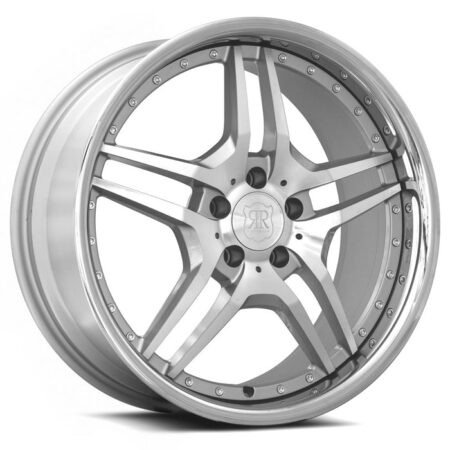 RW2 19x9.5 5x112 +35 Silver Machine Face Chrome Lip