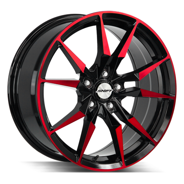 Blade 17x7.5 5x114.3 +35 Gloss Black Candy Red Machine