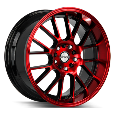 Crank 18x8.5 5x100/5x114.3 +30 Gloss Black Candy Red Machine
