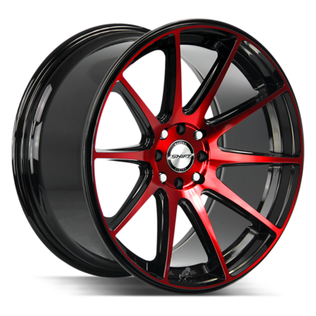 Gear 18x9 4x100/4x114.3 +30 Gloss Black Candy Red Machine
