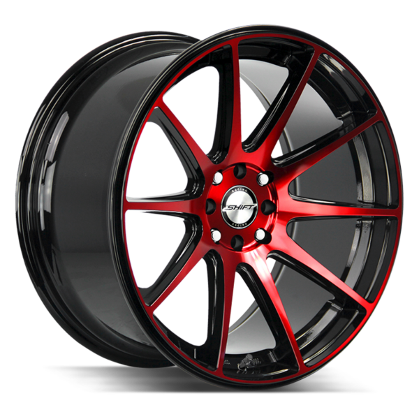 Gear 18x9 4x100/4x114.3 +30 Gloss Black Candy Red Machine