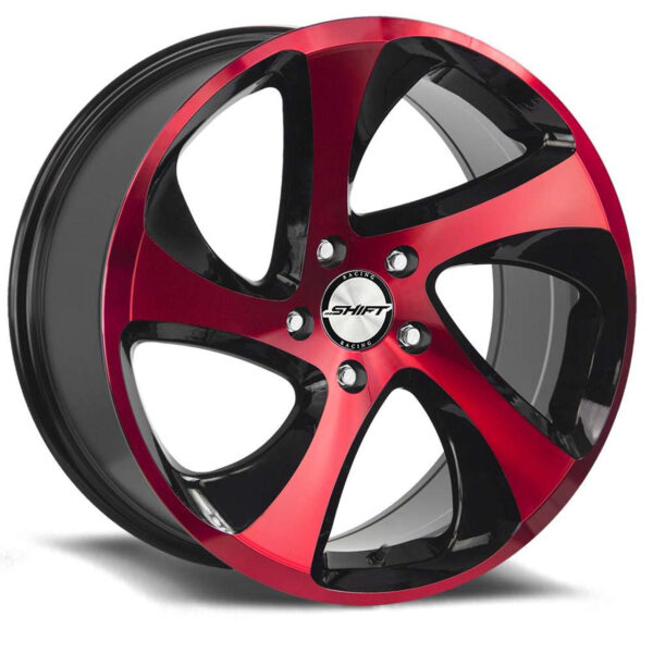 Strut 17x8 5x114.3 +35 Gloss Black Candy Red Face