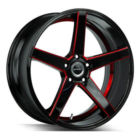 Perfetto 22x8.5 5x114.3 +40 Gloss Black Candy Red Milled