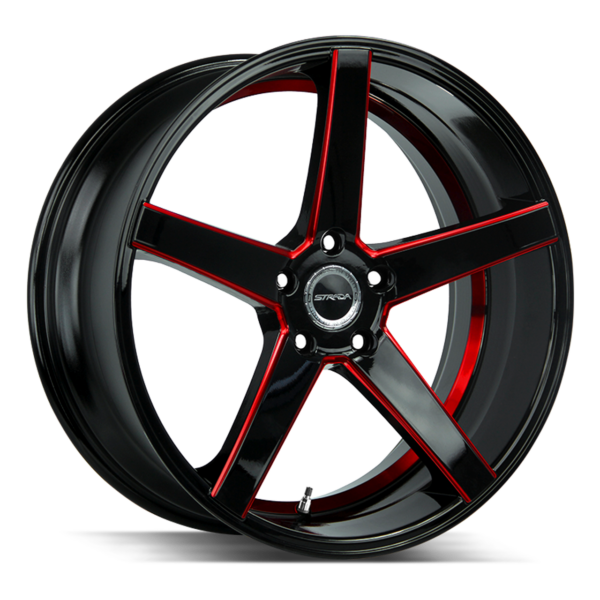 Perfetto 22x8.5 5x114.3 +40 Gloss Black Candy Red Milled