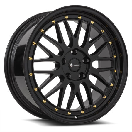 VR8 20x8.5 5x110 +35 All Black Gold Rivet