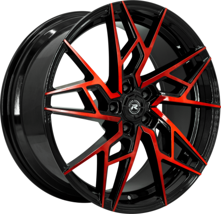 Ascari 20x9 5x112 +35 Brushed w/Red Tint & Gloss Blk