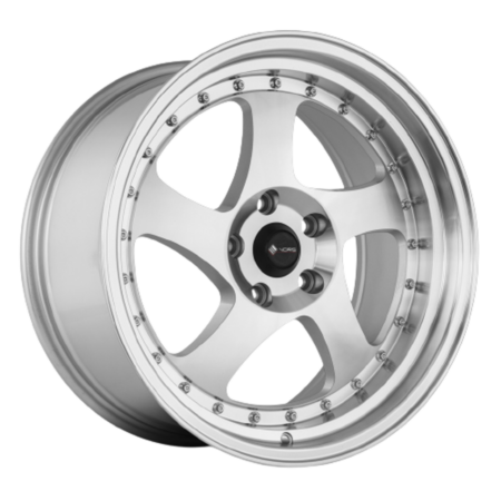 VR2 15x8 4x100 +20 Silver Machine Face Lip Chrome Rivet