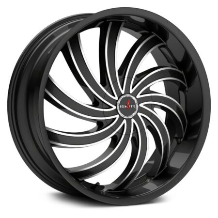 Flame 20x8.5 5x108/5x114.3 +35 Gloss Black Milled