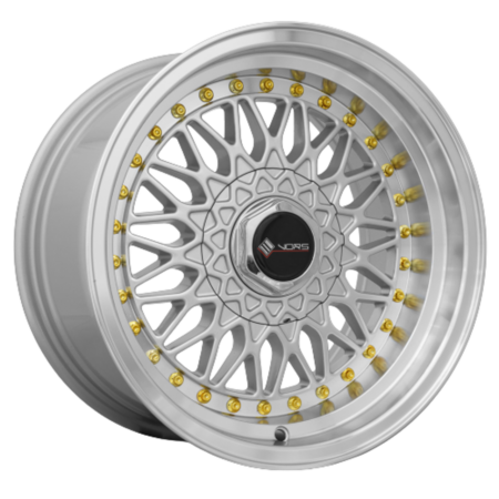 VR3 16x8 4x98 +20 Silver Machine Lip Gold Rivet