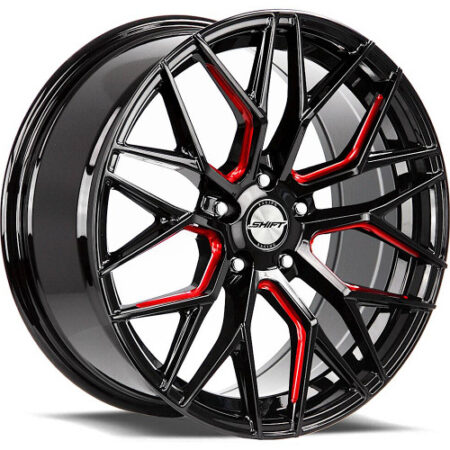 Spring 20x8.5 5x120 +35 Gloss Black Candy Red Milled