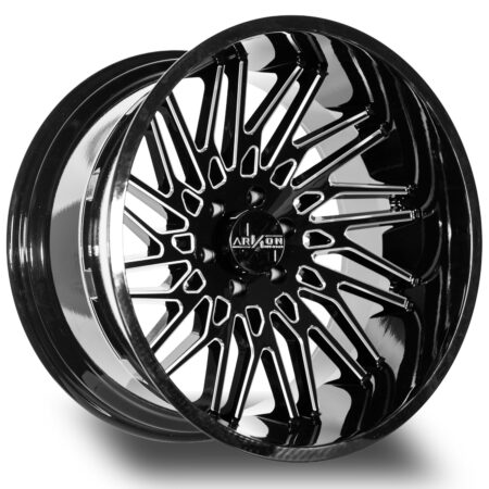 Arkon Apollo True Directional - Full Set of 4 - 20x10 6x135 -25 Gloss Black w/ Milled Edges