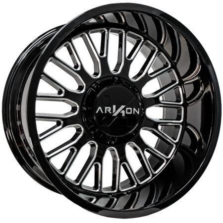Arkon Athos - Full Set of 4 - 22x12 6x135, 6x139.7 -51 Gloss Black w/ Milled Edges