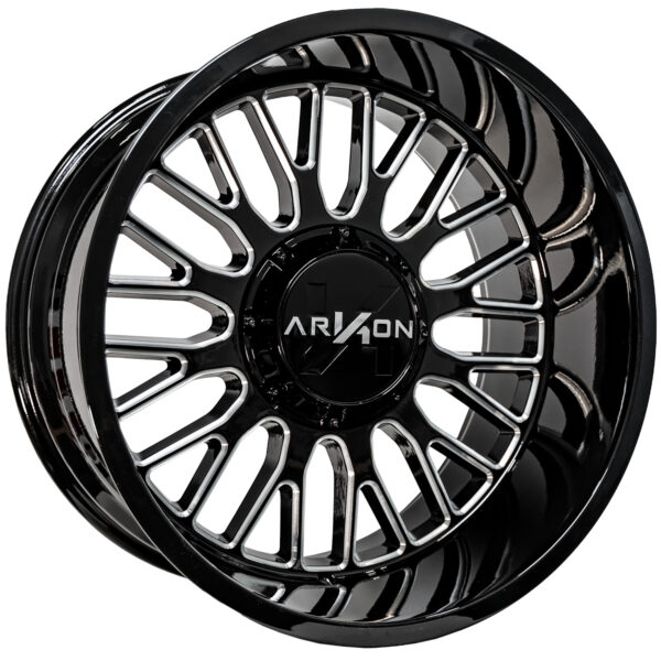 Arkon Athos - Full Set of 4 - 22x12 6x135, 6x139.7 -51 Gloss Black w/ Milled Edges