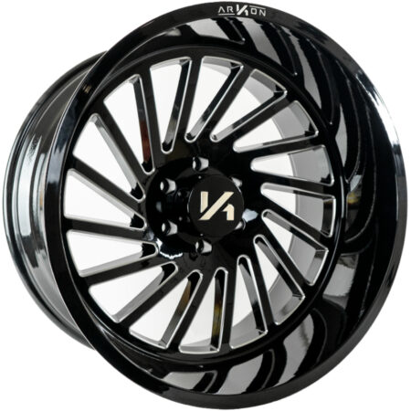 Arkon Caesar True Directional - Full Set of 4 - 20x12 5x139.7 -51 Gloss Black w/ Milled Edges
