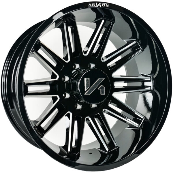 Arkon Churchill - Full Set of 4 - 22x12 6x135 -51 Gloss Black w/ Milled Edges