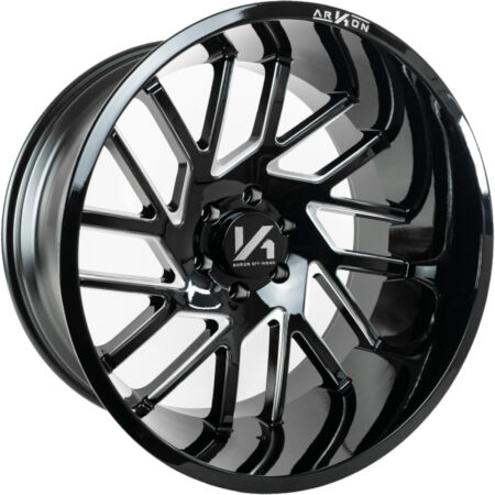 Arkon Mandela True Directional - Full Set of 4 - 20x12 6x139.7 -51 Gloss Black w/ Milled Edges