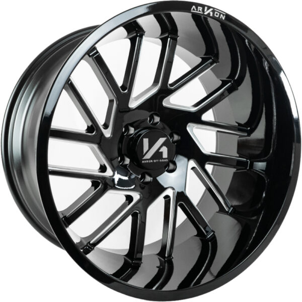 Arkon Mandela True Directional - Full Set of 4 - 22x12 8x165.1 -51 Gloss Black w/ Milled Edges