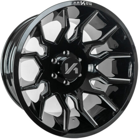 Arkon Roosevelt - Full Set of 4 - 20x12 6x139.7 -51 Gloss Black w/ Milled Edges
